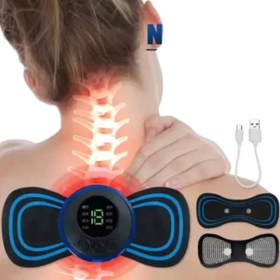 Picture of EMS Electric Pulse Neck Massager Cervical Massage Patch Back Sticker Muscle Stimulator Portable Relief Pain Relax Massageador - Black