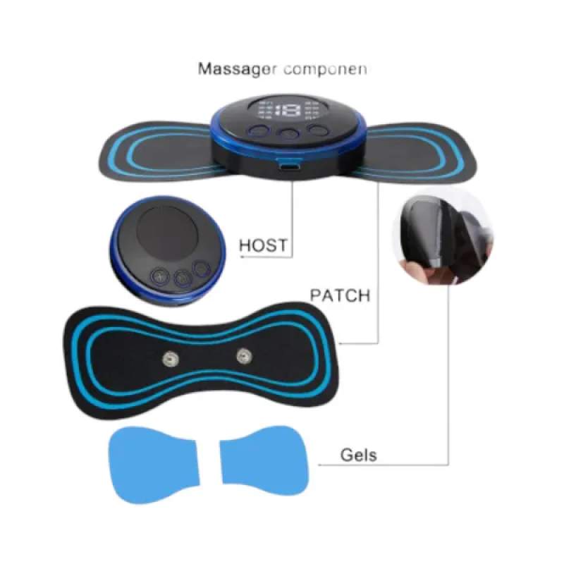 Picture of EMS Electric Pulse Neck Massager Cervical Massage Patch Back Sticker Muscle Stimulator Portable Relief Pain Relax Massageador - Black