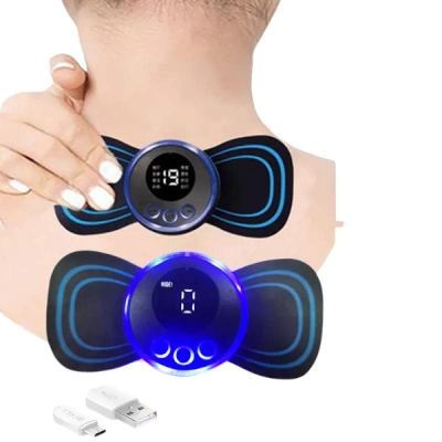 Picture of EMS Electric Pulse Neck Massager Cervical Massage Patch Back Sticker Muscle Stimulator Portable Relief Pain Relax Massageador - Black