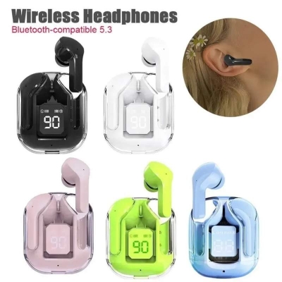 Picture of UltraPods Wireless LED Display in Ear TWS Earphone Crystal Transparent Bluetooth Headphones - Multicolor