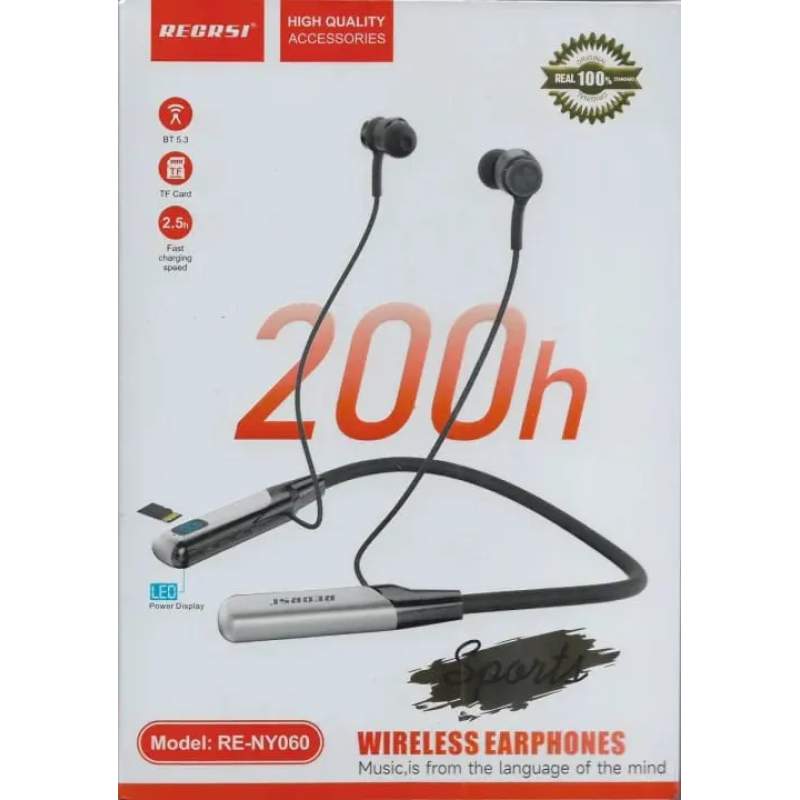 Picture of REORSI Wireless Earphones RE-NY060 | BT 5.3 | 200h Playback | Fast Charging | LED Power Displa - Black