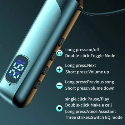 Picture of REORSI Wireless Earphones RE-NY060 | BT 5.3 | 200h Playback | Fast Charging | LED Power Displa - Black