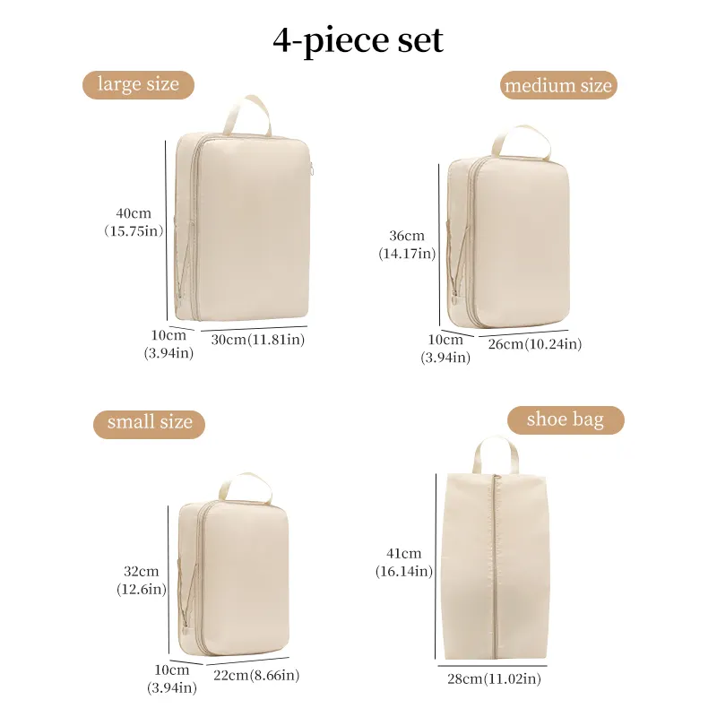 Picture of 6-Piece Compressible Packing Cubes Set Waterproof - Portable Travel Organizer Bags for Luggage/Suitcase with Handbag Accessory
