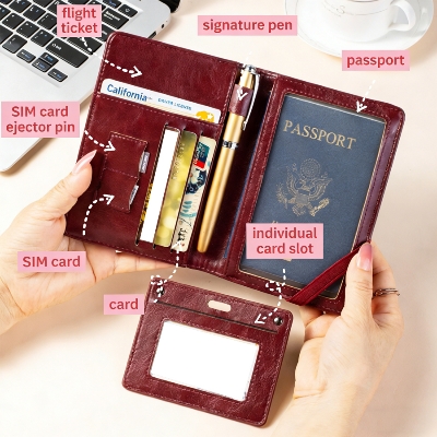 Picture of Passport Holder and Wallet in One, Anti-Theft, Anti-Degaussing, Multi-Functional Document and Card Storage Bag, Travel Ticket Holder, Portable Business and Travel Document Organizer, Essential Document Protection Cover for Going Abroad