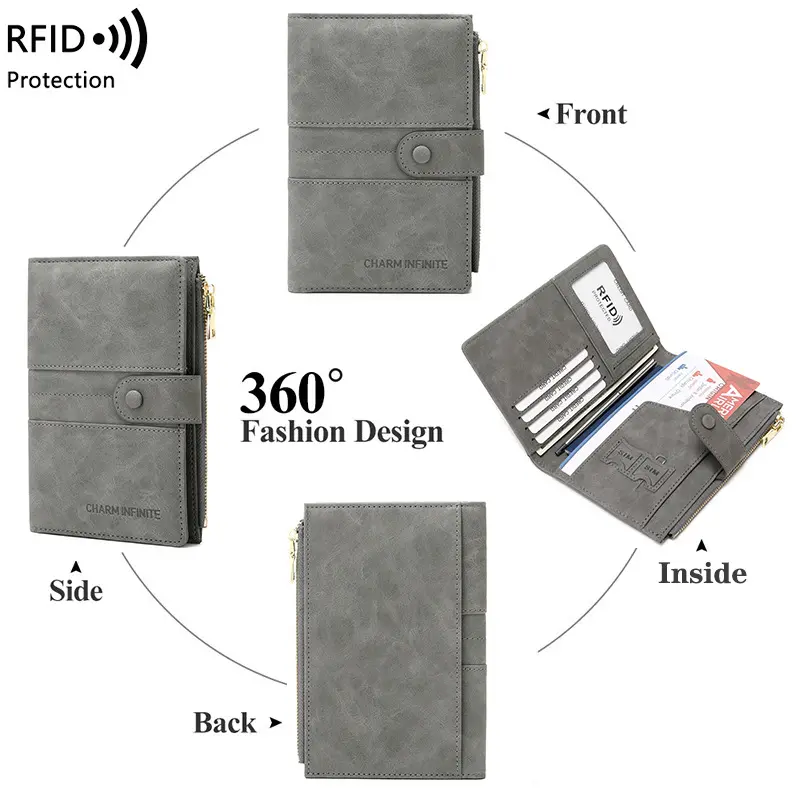 Picture of PU Leather Travel RFID Passport Bag Multi-functional SIM Card Passport Card Holder case