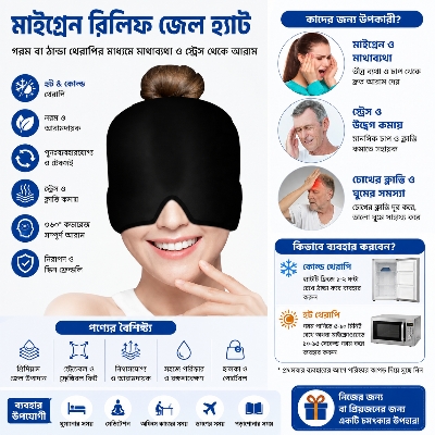 Picture of Migraine Relief Hat headache hat Gel Hot Cold Therapy Ice Cap For Relieve Pain Ice Hat Eye Mask Stress Pressure Pain Relief