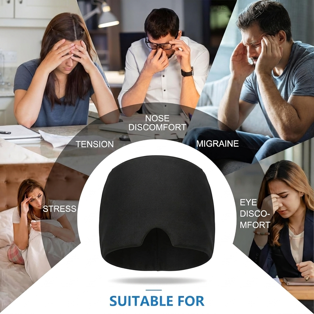 Picture of Migraine Relief Hat headache hat Gel Hot Cold Therapy Ice Cap For Relieve Pain Ice Hat Eye Mask Stress Pressure Pain Relief