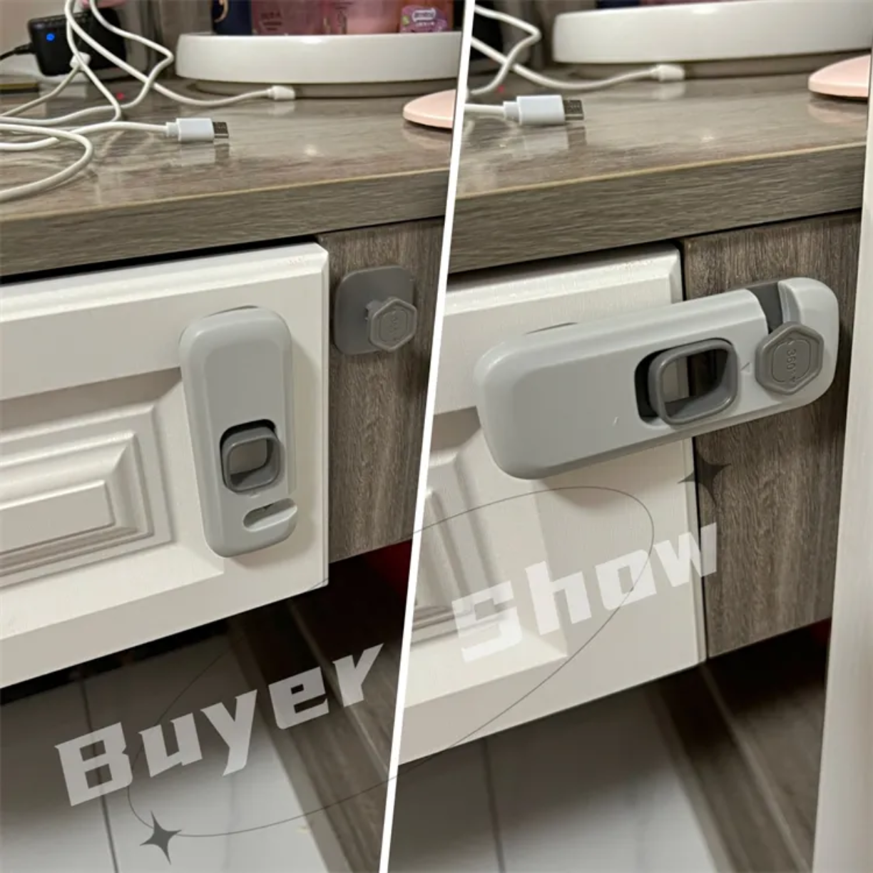Picture of Children's Safety Cabinet Lock Drawer Door Lock Baby Anti Pinch Hand Facing Door Lock Cabinet Door Lock Safety Lock Child Lock