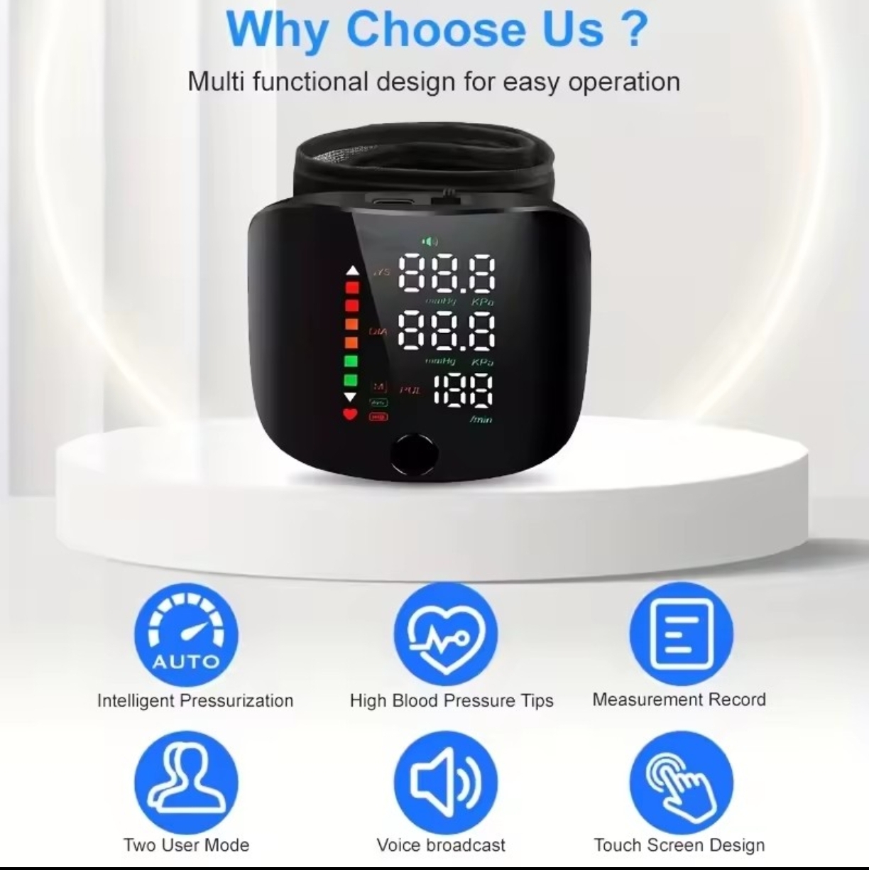 Picture of High Quality Blood Pressure Monitor Digital Sphygmomanometer Monitors Electronic Tonometer Wrist Blood Pressure Monitor - Black