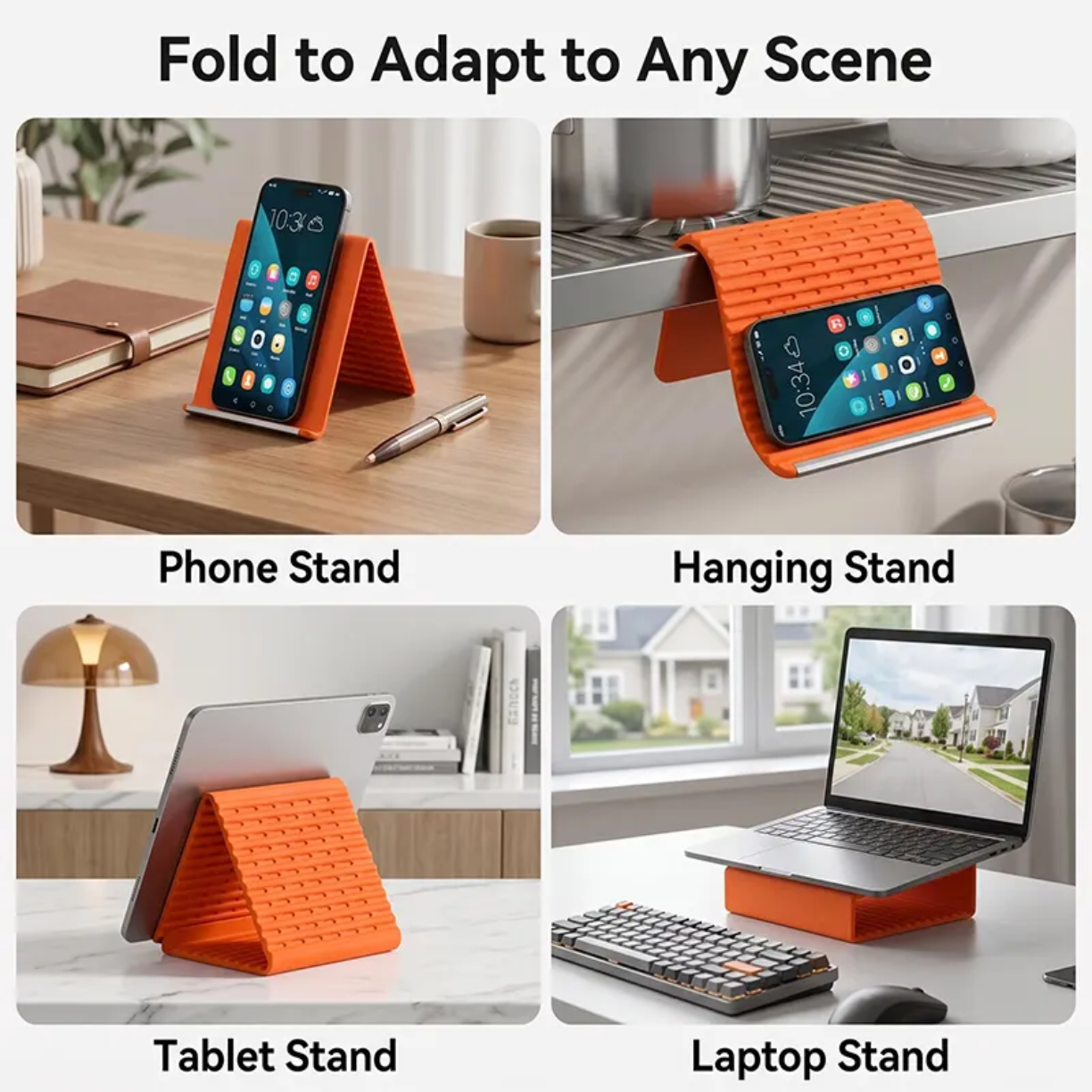 Picture of Flexible Folding Phone Tablet Laptop Universal ABS Silica Gel Stand Holder Built-in Charging Port Durable Creative Transforming