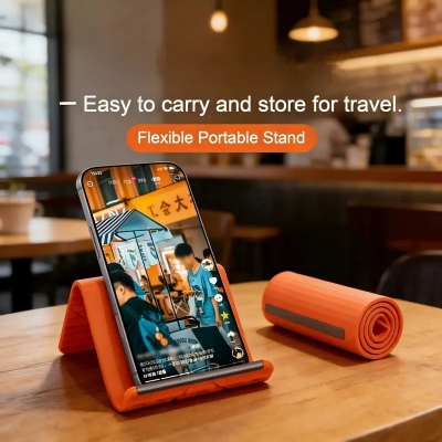 Picture of Flexible Folding Phone Tablet Laptop Universal ABS Silica Gel Stand Holder Built-in Charging Port Durable Creative Transforming