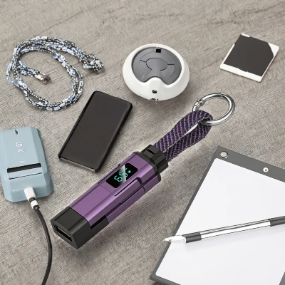 Picture of Portable Digital LED Screen Display Short Keychain 4-in-1 Nylon Jacket 6A Fast Charging Cable Multi-Functional Mobile Phone