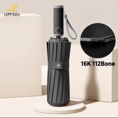 Picture of 16-rib Large Fully Automatic Umbrella Dual-use Sunny & Rainy Days Adult Sunshade UV-proof Men's and Women's Heavy Rain - One size