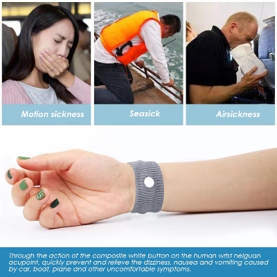 Picture of Soft Click Press Relief Sea Carsickness Wristbands Anti Nausea Bracelet Motion Sickness Wrist Bands