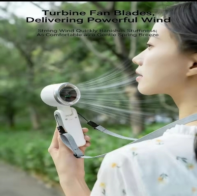 Picture of Portable Mini Turbo Fan  High-Spee Rechargeable USB Outdoor Sumn Phone Digital Display Foldable Handheld Rated Voltage DC 5v input: 1A Power: 7w