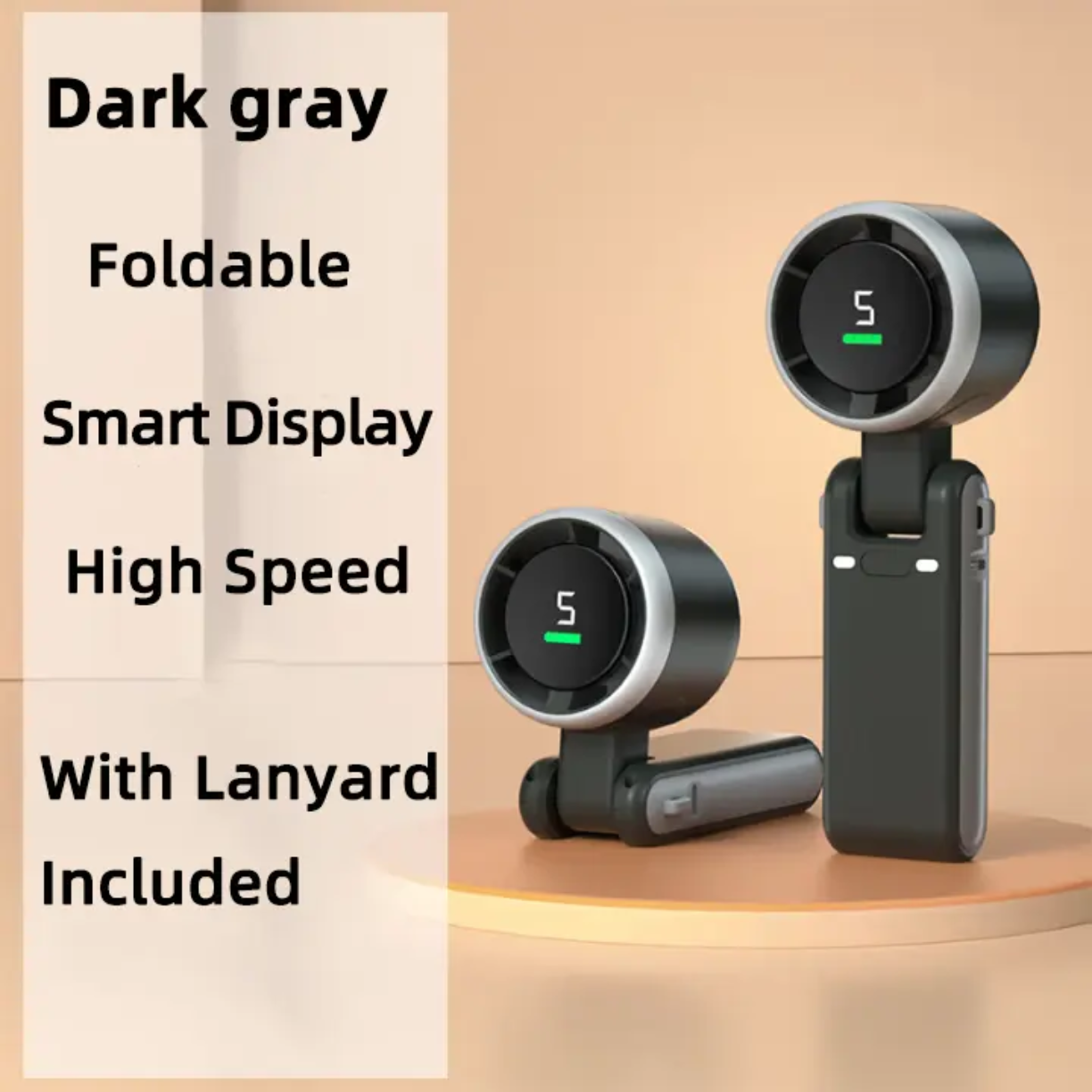 Picture of Portable Mini Turbo Fan  High-Spee Rechargeable USB Outdoor Sumn Phone Digital Display Foldable Handheld Rated Voltage DC 5v input: 1A Power: 7w