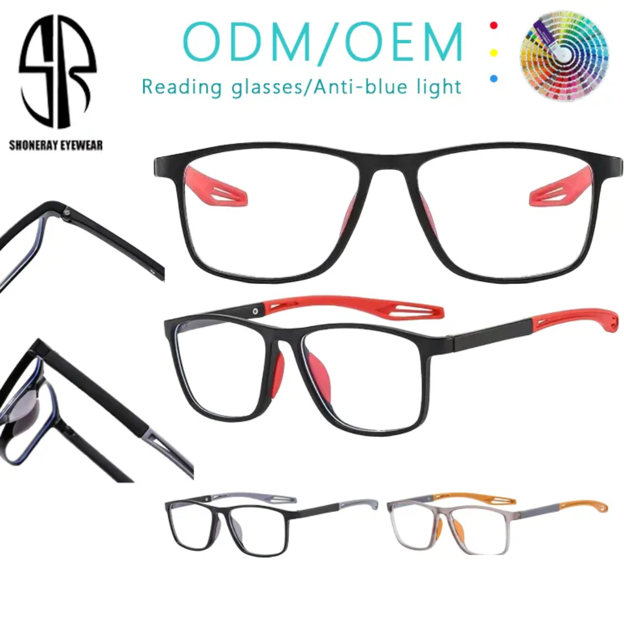 Picture of 5 In 1 Magnetic Clip-on Prescription Glasses TR90 Sports Polarized Myopia Sunglasses Unisex Anti Glare Driving Reading Glasses - one size