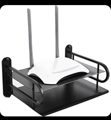 Picture of Stainless Steel Wall-Mounted Router Shelf No Dril WiFi Storage Organizer Home Bathroom Kitchen Shelf - Silver