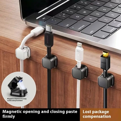 Picture of Magnetic Cable Clip Adjustable Cord Holder Under Desk Organizing Cable Management Wire Organizer Cable Holder for Wall and Table