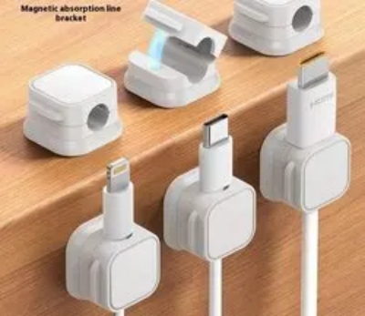 Picture of Magnetic Cable Clip Adjustable Cord Holder Under Desk Organizing Cable Management Wire Organizer Cable Holder for Wall and Table