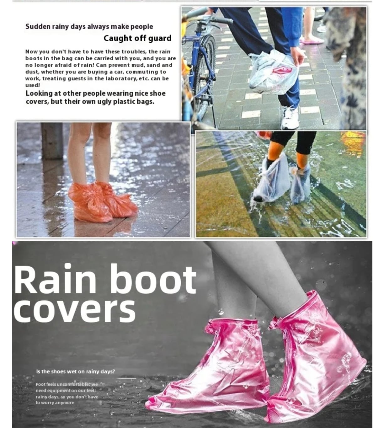 Picture of High Quality Transparent Thicken PVC Impermeable Wear-resisting Shoes Cover Waterproof Boot for Motorcycle Rainy Hiking