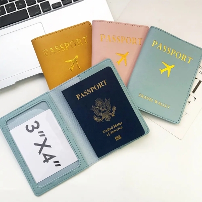 Picture of 2Pcs/Set PU Travel Passport Cover Luggage Tag Suitcase Identifier Label Baggage Boarding Bag Tag Name ID Address Passport Holder