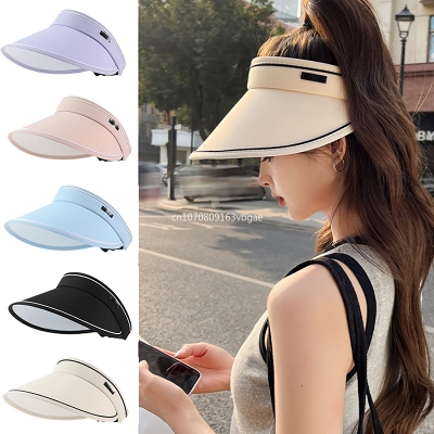 Picture of Sun Hats For Women Hat UV Wide Brim Empty Top Adjustable Buckle Sun Hat Summer Women Sunshade Hat