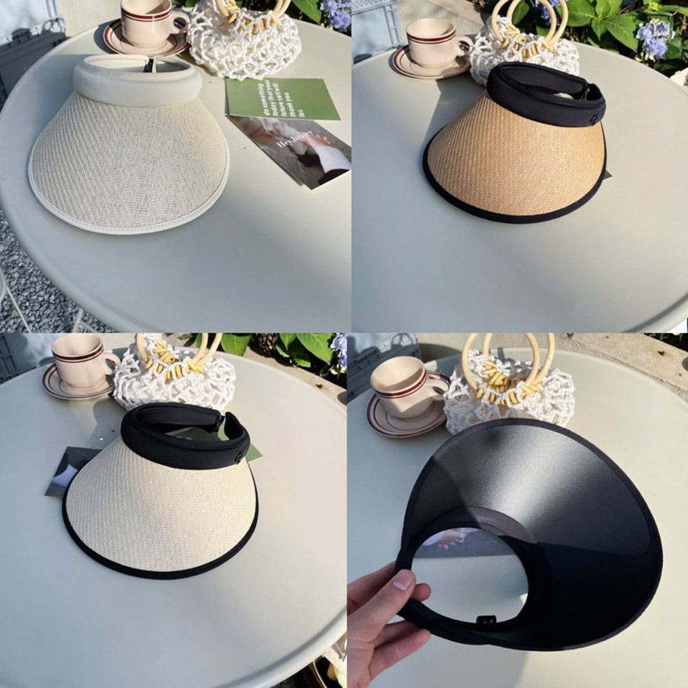 Picture of Sun Hats For Women Hat UV Wide Brim Empty Top Adjustable Buckle Sun Hat Summer Women Sunshade Hat