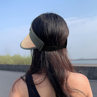 Picture of Sun Hats For Women Hat UV Wide Brim Empty Top Adjustable Buckle Sun Hat Summer Women Sunshade Hat