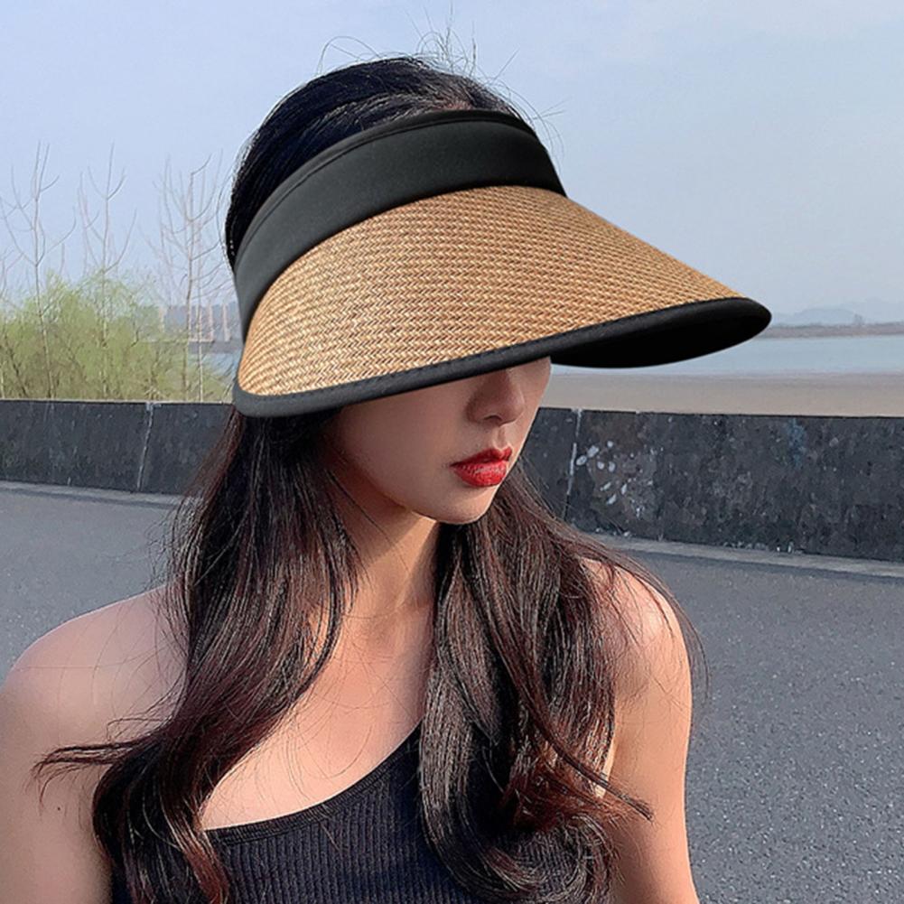 Picture of Sun Hats For Women Hat UV Wide Brim Empty Top Adjustable Buckle Sun Hat Summer Women Sunshade Hat