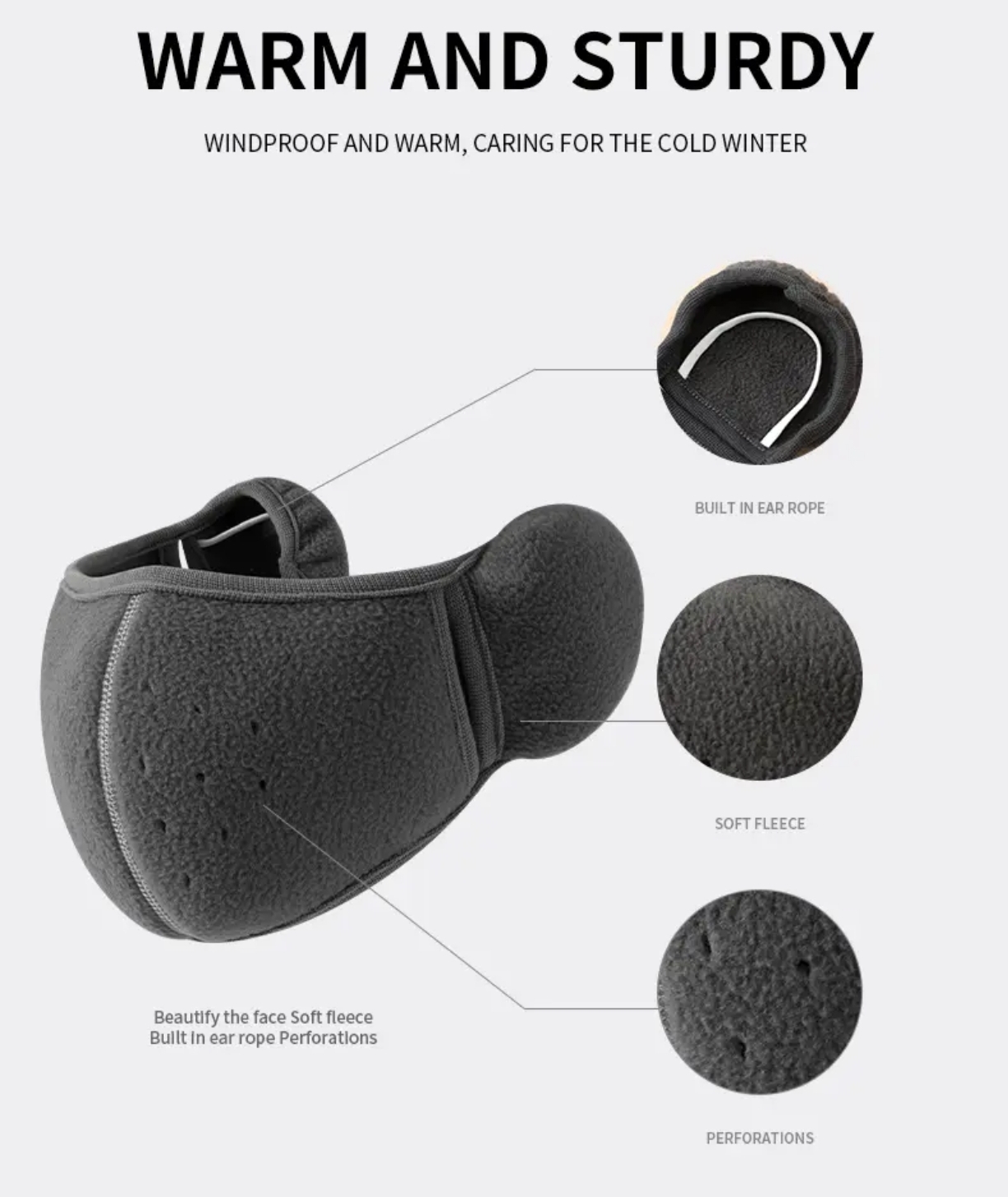 Picture of Winter Warm Mask Ear Protection Autumn and Winter Windproof Mask for Men and Women to Prevent Cold Winter Cycling Two-In-One Earmuffs Windproof