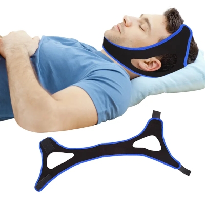 Picture of Adjustable Anti Snoring Chin Strap Apnea Sleep Device Anti Snore Sleep Stop Snoring Strap - Black