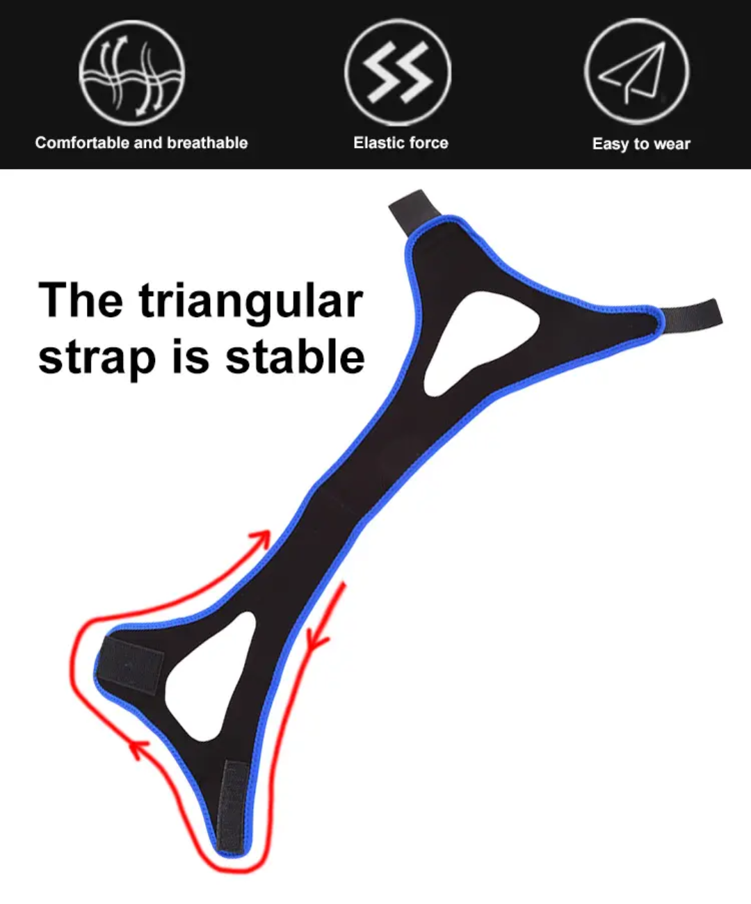 Picture of Adjustable Anti Snoring Chin Strap Apnea Sleep Device Anti Snore Sleep Stop Snoring Strap - Black