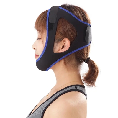 Picture of Adjustable Anti Snoring Chin Strap Apnea Sleep Device Anti Snore Sleep Stop Snoring Strap - Black