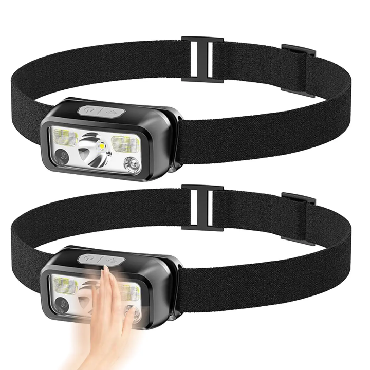 Picture of Rechargeable Headlamp Flashlight, 800 Lumens Motion Sensor Head Lamp, IPX4 Waterproof, Bright White Cree Led & Red Light, Perfect for Running, Camping, Hiking & More - Black