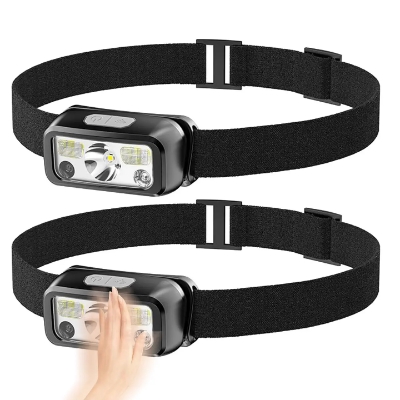 Picture of Rechargeable Headlamp Flashlight, 800 Lumens Motion Sensor Head Lamp, IPX4 Waterproof, Bright White Cree Led & Red Light, Perfect for Running, Camping, Hiking & More - Black