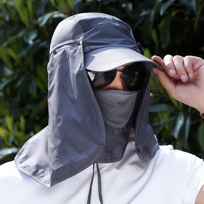 Picture of Outdoor Sport Hiking Visor Hat UV Guard Face Neck Cover Fishing Sun Protection Cap - One size