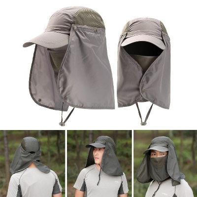 Picture of Outdoor Sport Hiking Visor Hat UV Guard Face Neck Cover Fishing Sun Protection Cap - One size