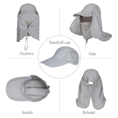 Picture of Outdoor Sport Hiking Visor Hat UV Guard Face Neck Cover Fishing Sun Protection Cap - One size