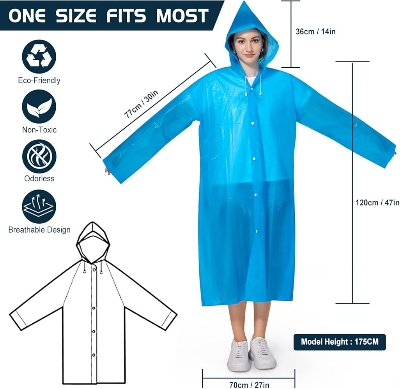 Picture of eva raincoat old non-disposable thickened rainstorm-proof portable outdoor one-piece hiking rain - One size
