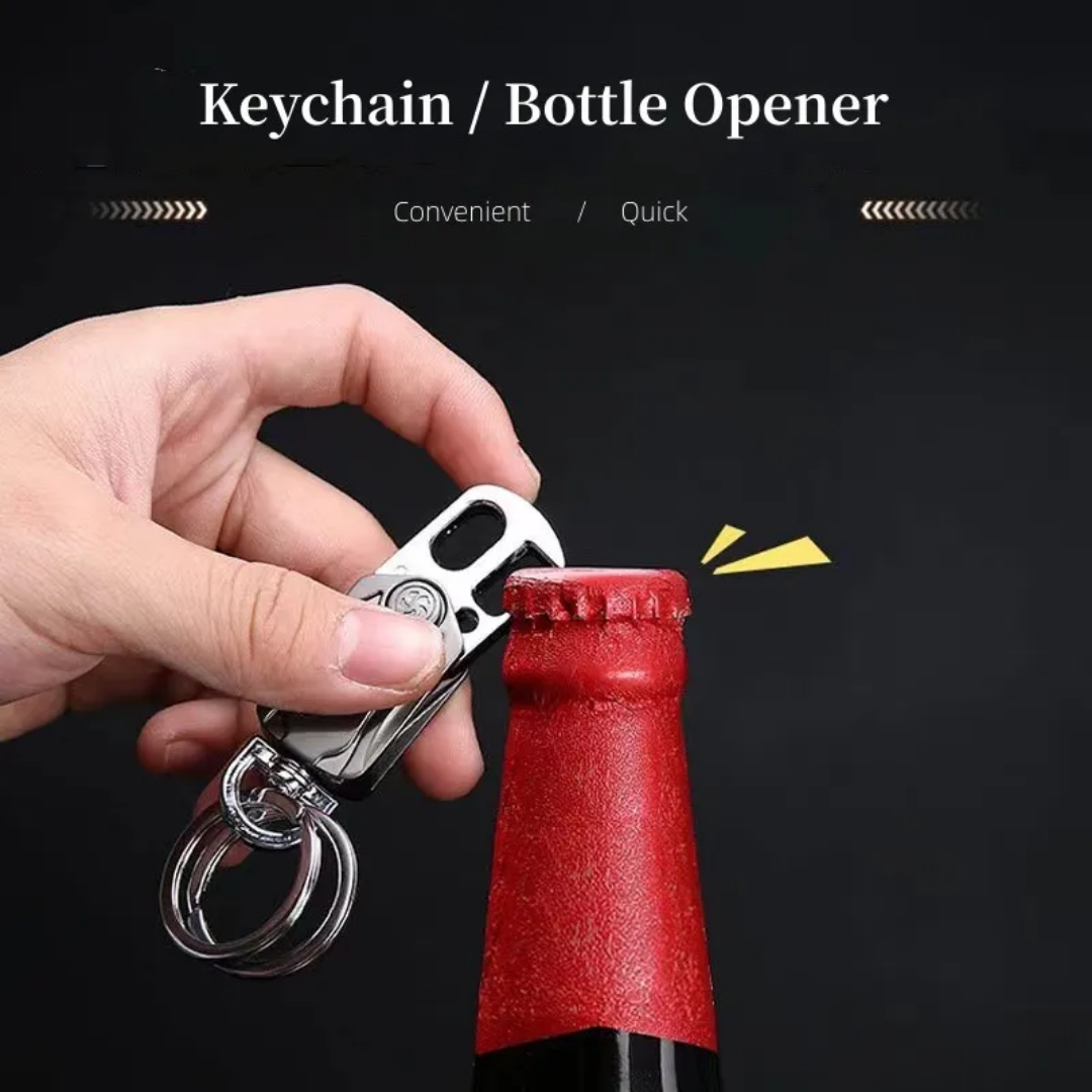 Picture of Metal Keychain Men's Pendant Personalized Men's Keychain with Fingertip Gyroscope Bottle Opener Keychain - Silver