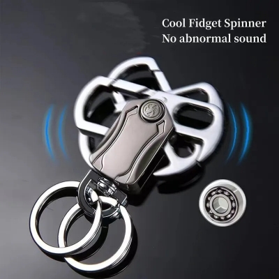 Picture of Metal Keychain Men's Pendant Personalized Men's Keychain with Fingertip Gyroscope Bottle Opener Keychain - Silver