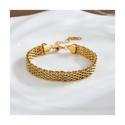 Picture of Necklace Bracelet] Europe and America Cross Border S Wholesale 2024 New Titanium Steel Light Luxury Minority Necklace Clavicle Ch - Gold