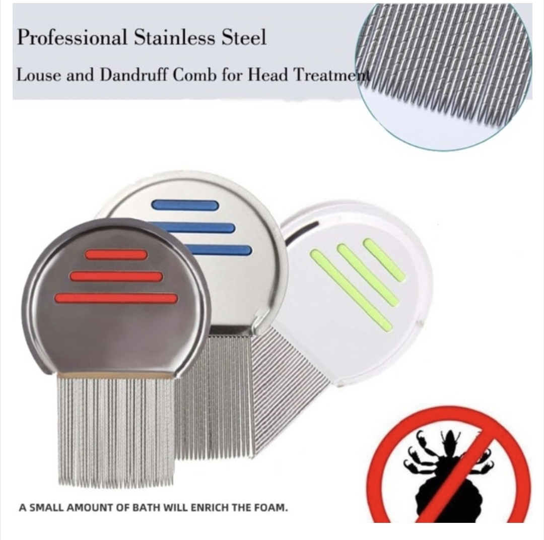 Picture of Cross-border hot selling 5-piece set of anti-dandruff comb stainless steel fine-tooth anti-dandruff comb anti-dandruff comb hollow tooth hairbrush scalp massage - Black
