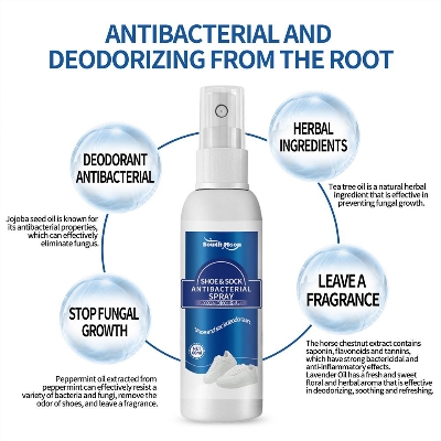 Picture of Shoe Odor Remover Spray For Stinky Sneakers Or Smelly Feet,Foot Deodorant Fight All Odors  - White (100ml)