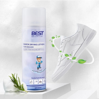 Picture of Guochao shoes and socks deodorant spray, shoes deodorant, shoe cabinet deodorizing, sneakers deodorizing, fragrance removing odor agent in shoes - White (300ml)