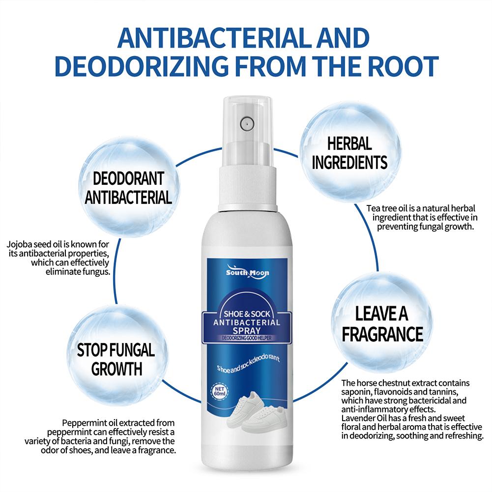Picture of Shoe Odor Remover Spray For Stinky Sneakers Or Smelly Feet,Foot Deodorant Fight All Odors - White (100ml)