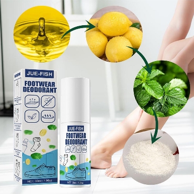 Picture of Shoe Odor Remover Spray For Stinky Sneakers Or Smelly Feet,Foot Deodorant Fight All Odors - White (100ml)