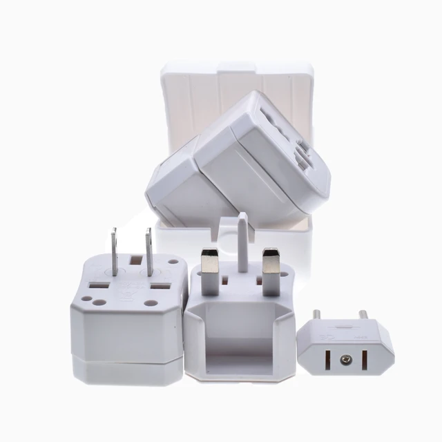 Picture of Universal Travel Adapter International Multi Plug 3-in1 Converter Multi Plug Power Socket UK/US/AU/EU/CA converter All in 1 Travel Adapter - White