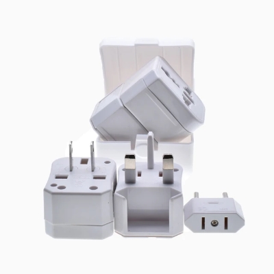 Picture of Universal Travel Adapter International Multi Plug 3-in1 Converter Multi Plug Power Socket UK/US/AU/EU/CA converter All in 1 Travel Adapter - White